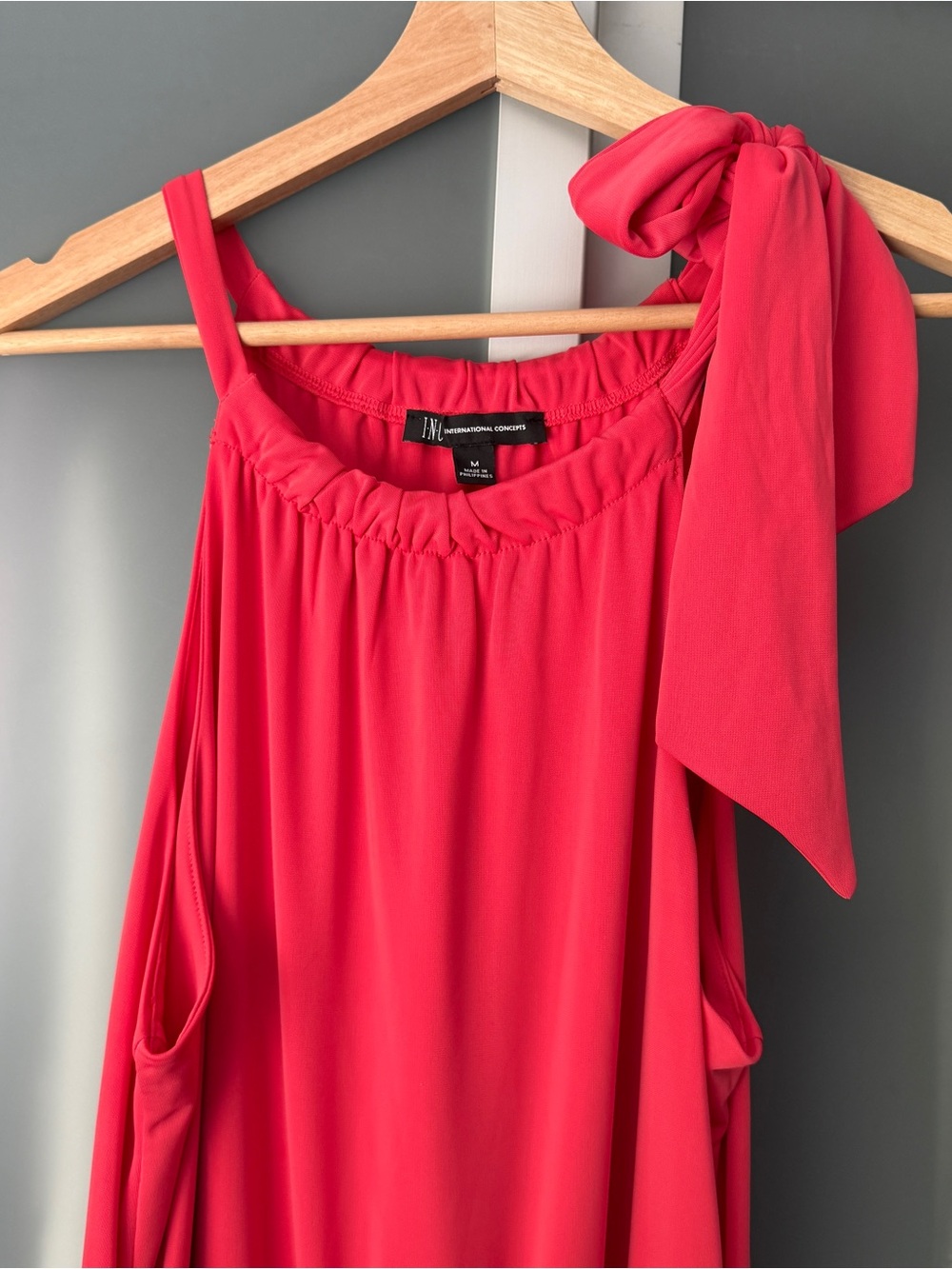 INC International Concepts Coral Red Tie-Shoulder Maxi Dress